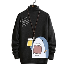 M18137-P45加绒款-P65半高领毛衣男士大码针织衫男毛线衣男砖墙，男装针织衫/毛衣，电商A040A