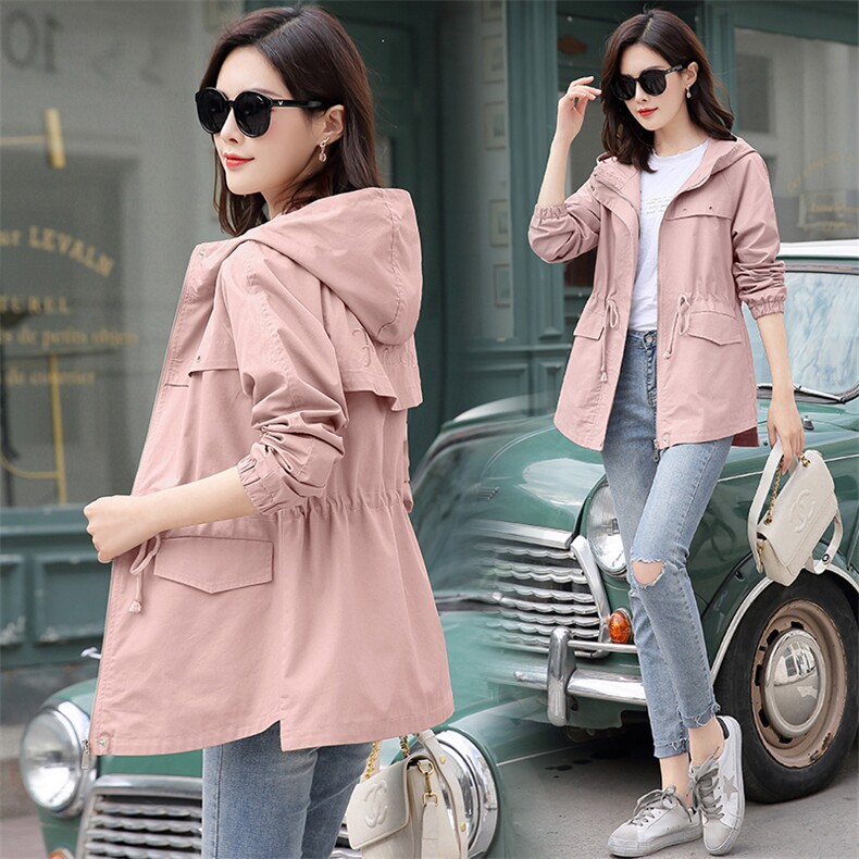 时尚优雅潮流纯色风衣2021年春季休闲宽松长袖气质，女装风衣，依万里