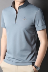 D22864钱塘2020-2夏季休闲半拉链立领男式精品商务T恤P63，男装T恤，钱塘207-2