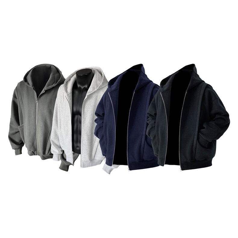 抖音得物高品质二开25秋冬美式重磅宽松结构设计连帽卫衣外套W78，男装卫衣，电商A486