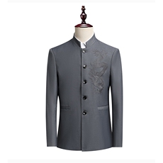 JS8610-X-DP125中山装婚礼中式结婚男单西修身风立领刺绣龙纹，男装民族服装，星座510A-2