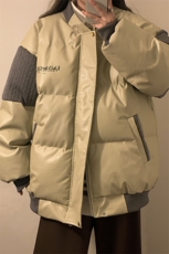 中性风黄灯毛线衣拼接PU皮棉衣男：聚酯纤维MY78756P140控198，男装针织衫/毛衣，星座227-7