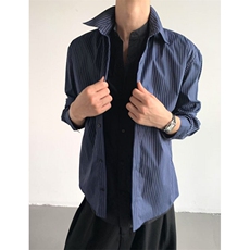 秋季休闲慵懒风假两件衬衫拼接拼接条纹衬衣男女CTK62，男装衬衫，星座1116A（原606A-3）