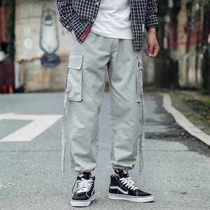 2021春秋季新外景日系大码大口袋潮牌收脚工装九分休闲裤K227-P65图片
