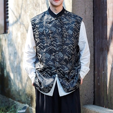新款2025春夏大山大河提花立领马甲A021-MJ03-P70，男装背心/马甲，电商A021