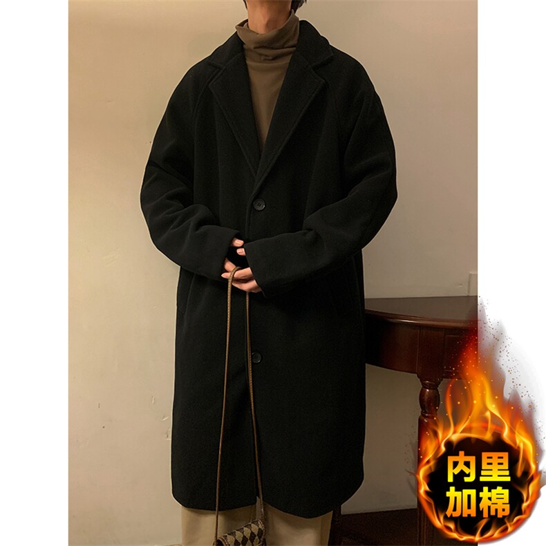 N1079/P100加棉P110冬季毛呢大衣男中长款过膝风衣大码男士呢大衣,男装风衣,电商A141
