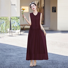 夏新款韩版修身无袖短上衣半身裙a字裙两件套时尚套装SX2979，女装套装/套裙，尚娜萱