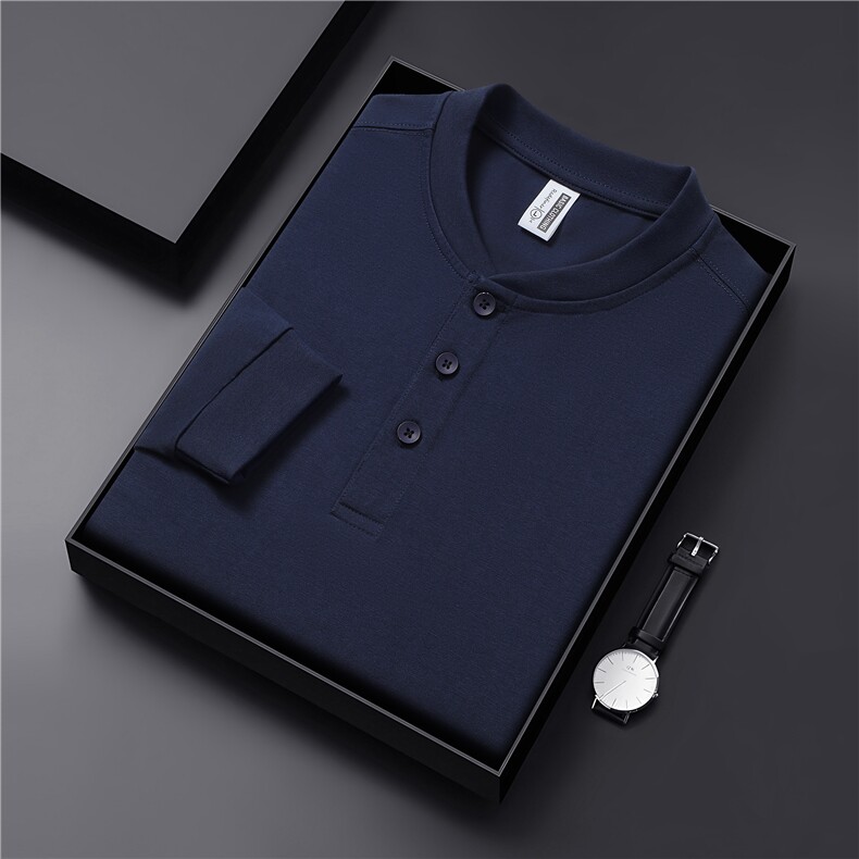 2025秋季新品240克索罗娜亨利领长袖t7A抗菌70%棉打底衫5011P40,男装T恤,星座1602B（原101B-1）