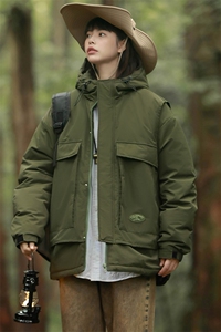 冬上新加棉休闲棉服潮中性风连帽棉衣外套男女 8318-P130控价178图片