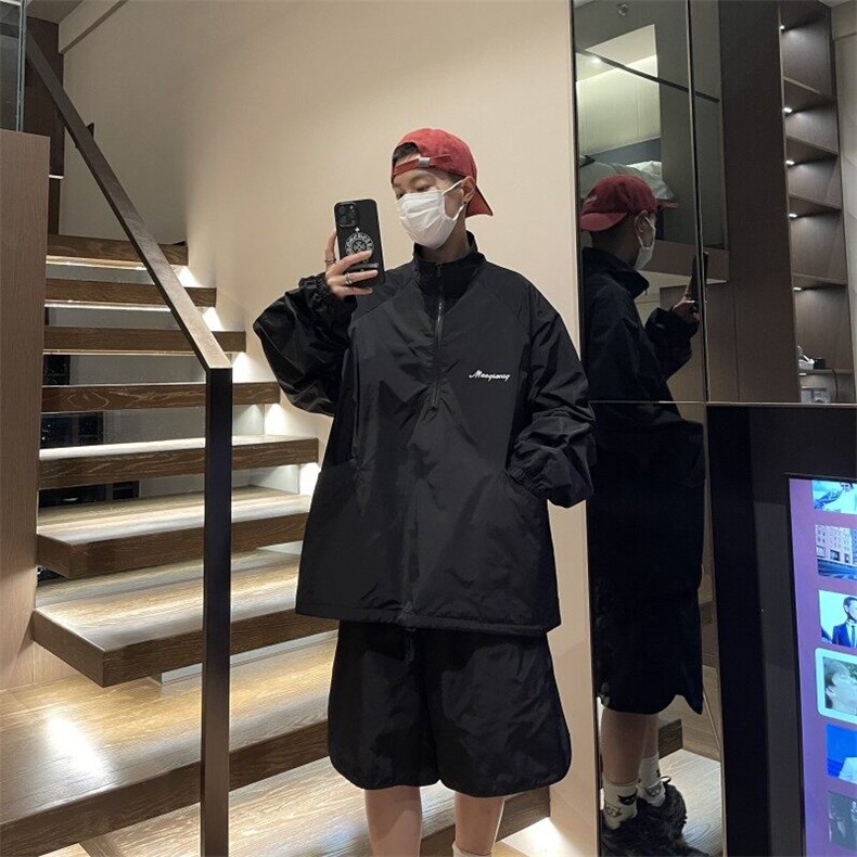 有大货半拉链防晒衣服套装冰丝休闲运动两件套TZ68310B-1-P80,男装休闲套装,星座310B-1