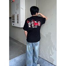 玫瑰印花T恤女夏季美式设计感休闲短袖男潮牌情侣款上衣TC06，男装T恤，星座1116A（原606A-3）