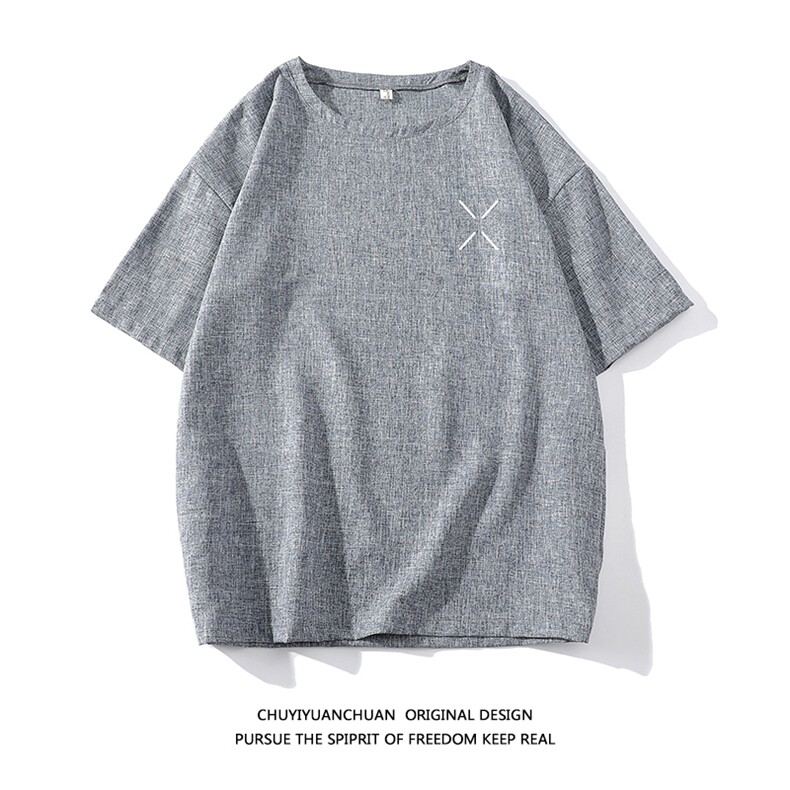 风复古亚麻短袖男棉麻t恤男半袖ZT71305-P35，男装T恤，电商A040A