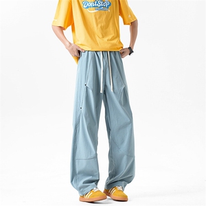 休闲裤男夏季新款港风宽松冰丝工装阔腿裤CK8202-P42,男装工装外套,星座214-3