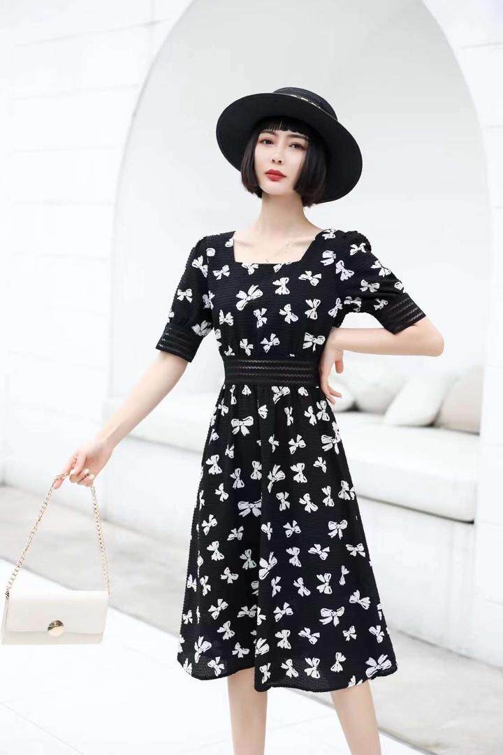 蝴蝶结连衣裙，女装连衣裙，锦华秀逸