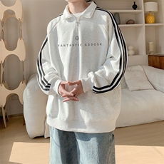 华棉内景秋冬美式高街宽松polo领卫衣男潮大码WY00666/P50加绒P55，男装卫衣，电商B316
