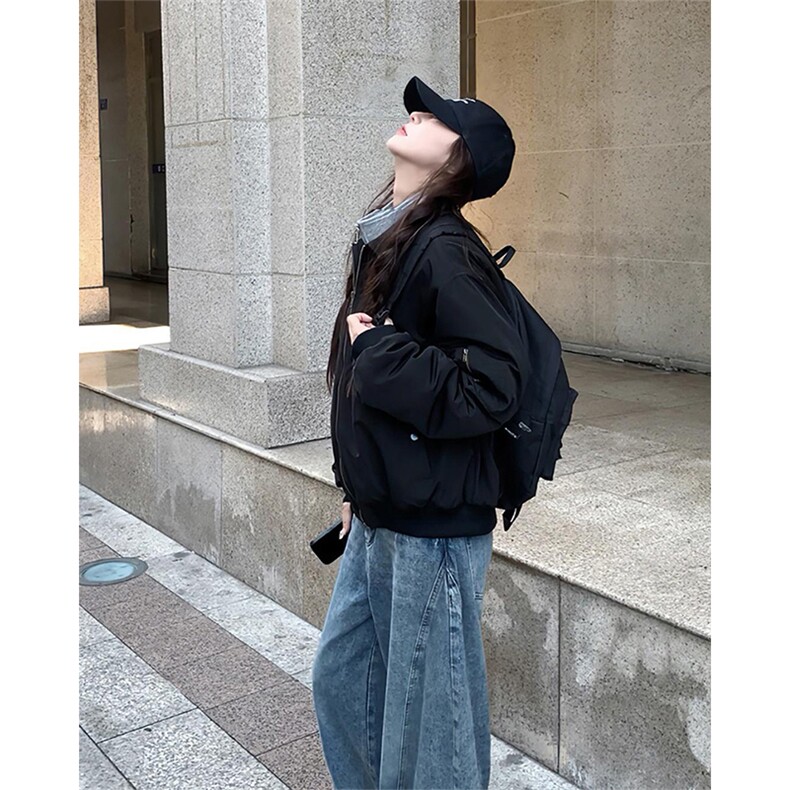 现货秋冬季美拉德立领飞行立领夹克boxy棉衣美式高街加厚加棉外套,男装夹克,电商A443