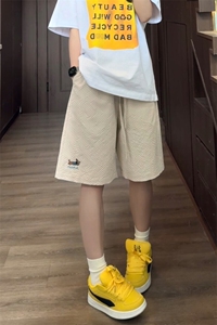 特批P16无差价休闲泡泡纱多巴胺刺绣腊肠狗宽松五分短裤男DK5863图片