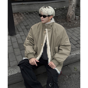 韩系高级感座山雕男女同款冬季PU皮夹棉棉服ZX42批118图片