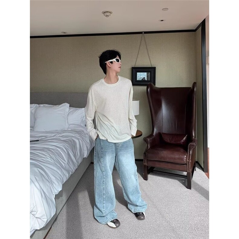 简约慵懒新款ins时尚潮流文艺长袖T流行原宿日系气质百搭,男装T恤,星座1210-1