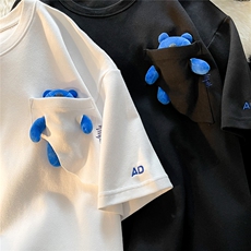 1中性风短袖T恤女情侣大码M-5XL网红小熊短袖T恤男DT7745P55控68，男装T恤，星座226-2