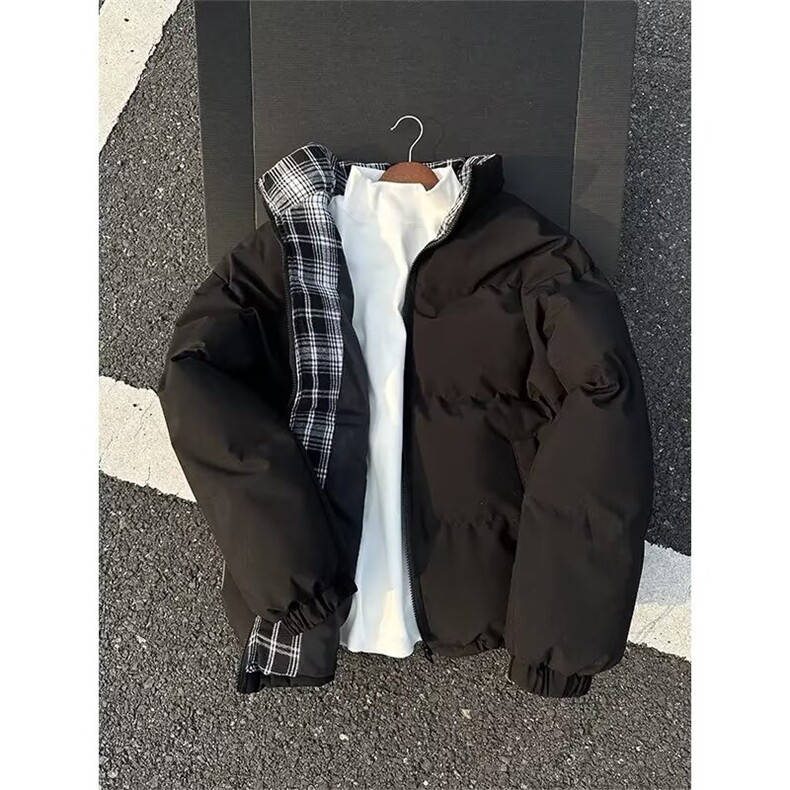 加绒加厚冬款男女立领棉衣格子拼接面包服棉袄外套MY9977P75,男装棉衣,星座1013-1