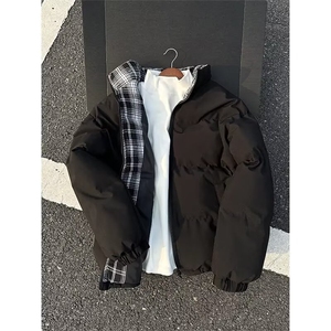 加绒加厚冬款男女立领棉衣格子拼接面包服棉袄外套MY9977 P75图片