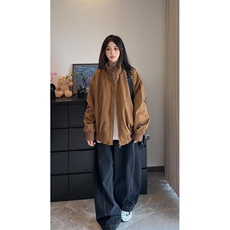 现货26春装美拉德立领飞行夹克纯色复古廓形高街棒球服外套，男装夹克，电商A486