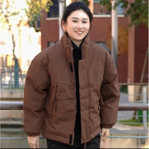 现货美式高街休闲夹克冬季立领纯色三防户外工装加厚棉服外套图片