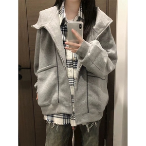 5404-P58原版分割/拉链/后包领休闲外套卫衣薄款/加绒图片