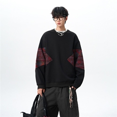8XL-M春秋季圆领拼接撞色民族风卫衣男新款潮牌上衣服WY005P58，男装民族服装，电商B312