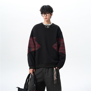 8XL-M 春秋季圆领拼接撞色民族风卫衣男新款潮牌上衣服WY005P58图片