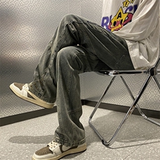 美式高街vibe风直筒长裤欧美痞帅男hiphop复古水洗牛仔裤，男装牛仔裤，星座301D-4(原星座1004-4）