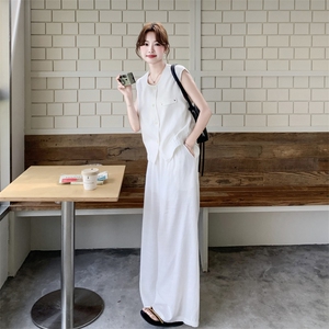 套装夏季新款女装时尚气质无袖马甲阔腿裤两件套图片