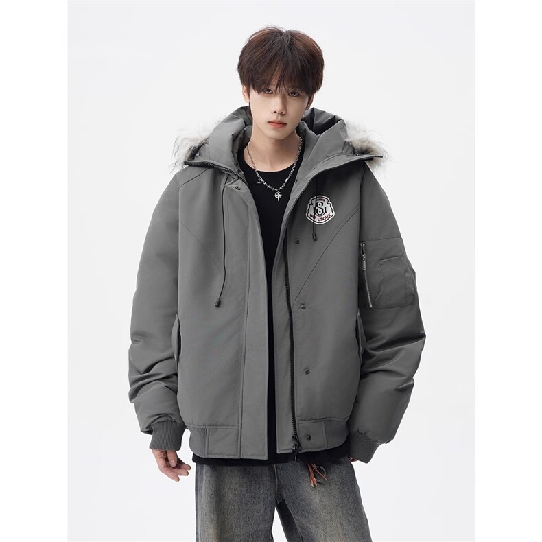 潮牌连帽毛领派克冬棉服男高搭情侣棉衣美式宽松外套TT2509P106,男装棉衣,星座1013-5