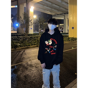 大力水手印花LOGO男女情侣潮牌连帽卫衣图片