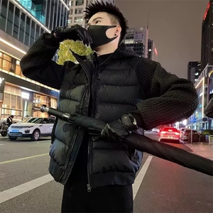 冬新款短款棉服复古ins时尚保暖针织拼接连帽宽松外套TT603 P97图片