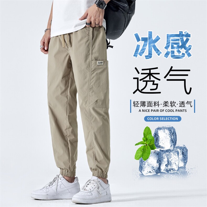 休闲裤男夏季薄款运动束脚裤2026新款宽松直筒工装长裤Z9823-P45图片