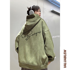 麂皮绒连帽卫衣直播品质重磅400克手写英文印花JL7158-P45控78，男装卫衣，星座508（原C305）
