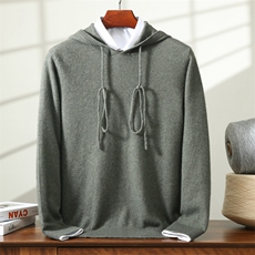 2025舒适百搭简约秋冬新款抽绳帽衫男士羊绒衫，男装羊绒套衫，蒙亿羊绒