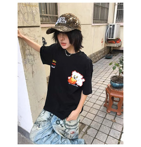 万针全刺绣工艺抖音得物高品质260克重磅纯棉双纱美式高街短袖T恤图片