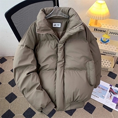 现货5W件冬季三防重磅硬挺boxy短款羽绒立领PU皮棉衣外套加厚棉服，男装棉衣，电商A486-1