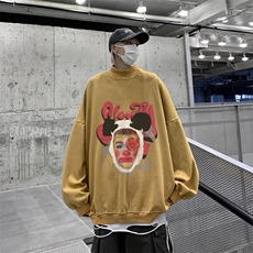 水洗做旧加绒加厚卫衣男23冬高领头像印花打底衫XZ514-2-X58-P78，男装T恤，星座514-2(原B239)