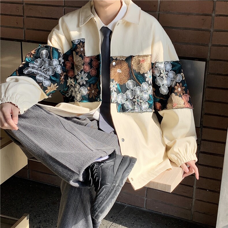 2026春季新款港风休闲宽松外套M-5XL男潮拼接翻领夹克7568P85,男装夹克,星座227-7