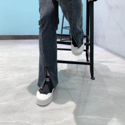 厚底真皮针织休闲鞋，其它，她他麦