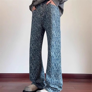 1506-1/GQ0020/P43满印字母提花牛仔裤夏季美式高街裤子图片
