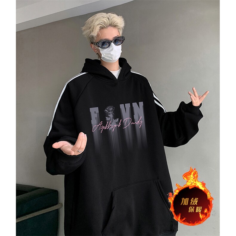 抖音得物供货提供视频秋冬重磅美式宽松织带连帽卫衣0426，男装卫衣，电商A486