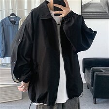 JK3089/P55春装撞色排扣运动夹克男韩版大码宽松外套上衣控68图片