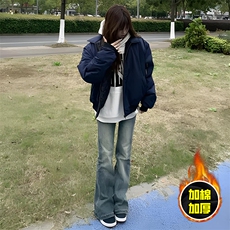 现货秋冬季美拉德立领飞行立领夹克boxy棉衣美式高街加厚加棉外套，男装夹克，电商A486-1