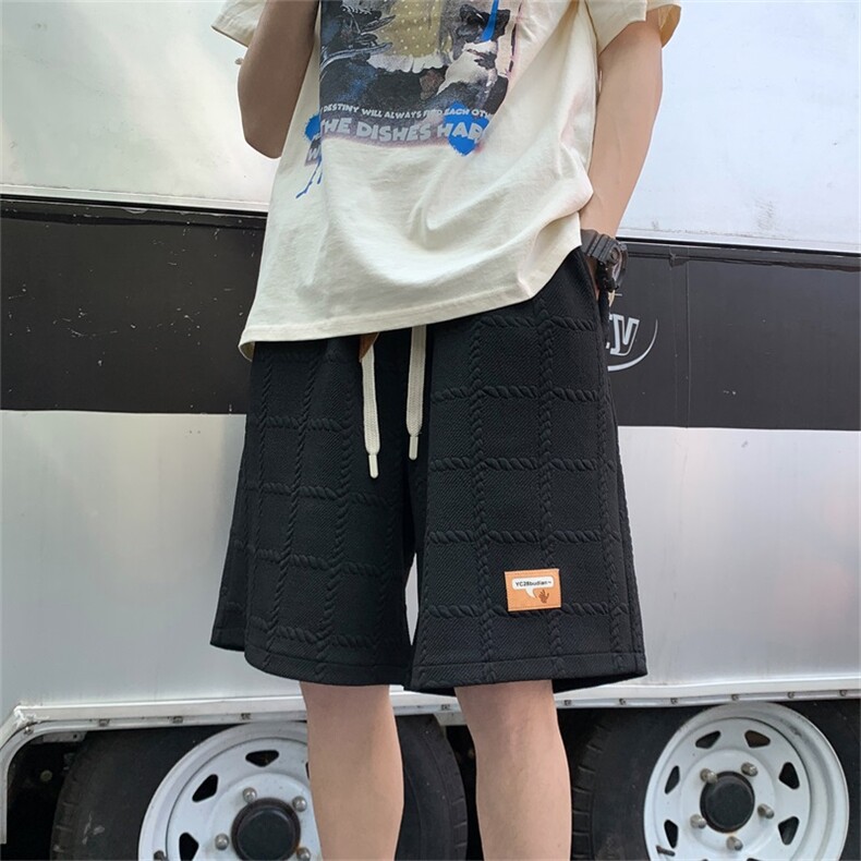 抖音品质美式复古小菠萝格复合运动休闲短卫裤五分裤DWK2310-P35,男装牛仔裤,电商A028