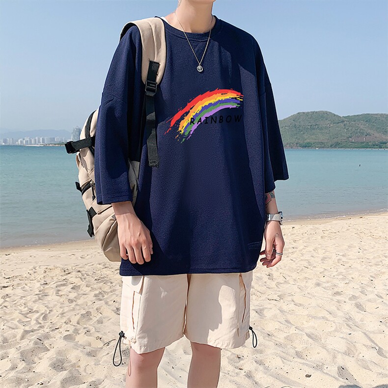 Q11064-P30春夏季七分袖t恤男大码五分袖男短袖中袖,男装T恤,电商A040